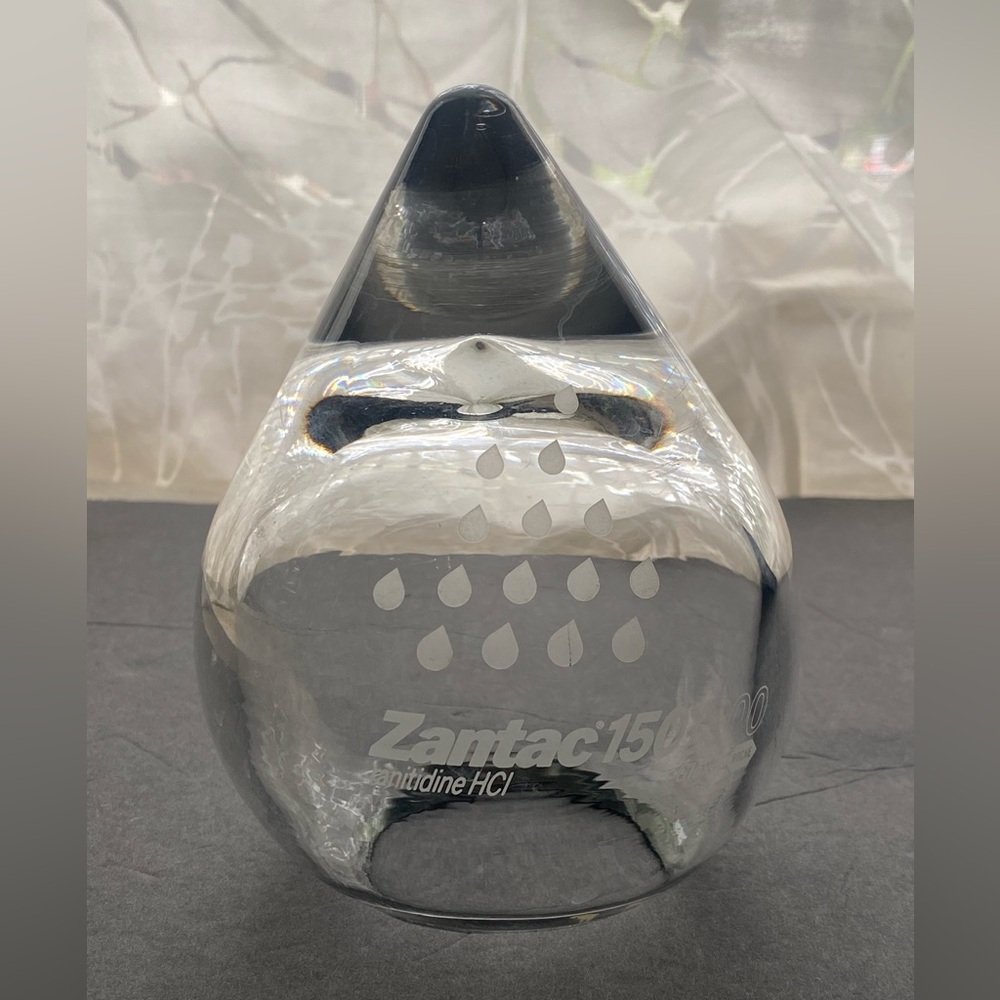 Zantac 150/300 Raindrop Vintage crystal glass paperweight pharmacy advertising